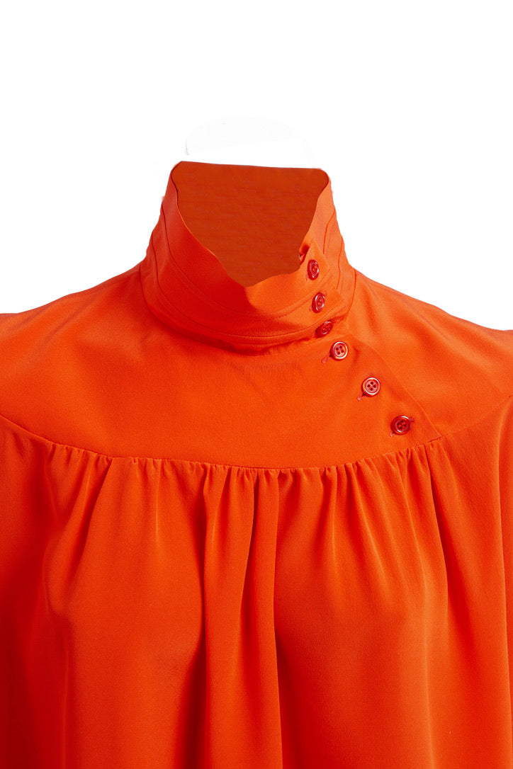 Celina High Collar Blouse - Red