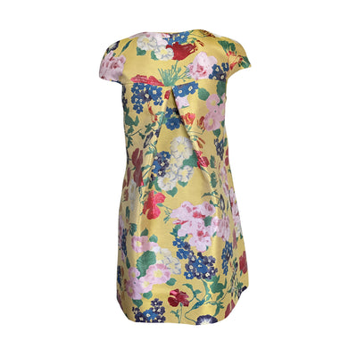 Floral-jacquard silk blend dress