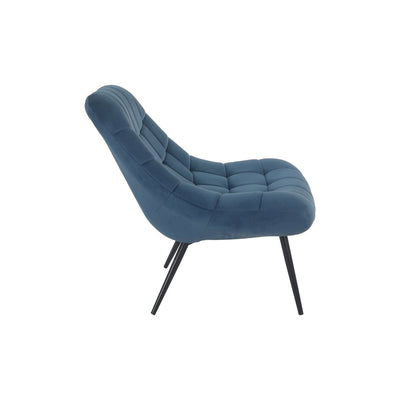 Armchair XXL velvet blue metal black