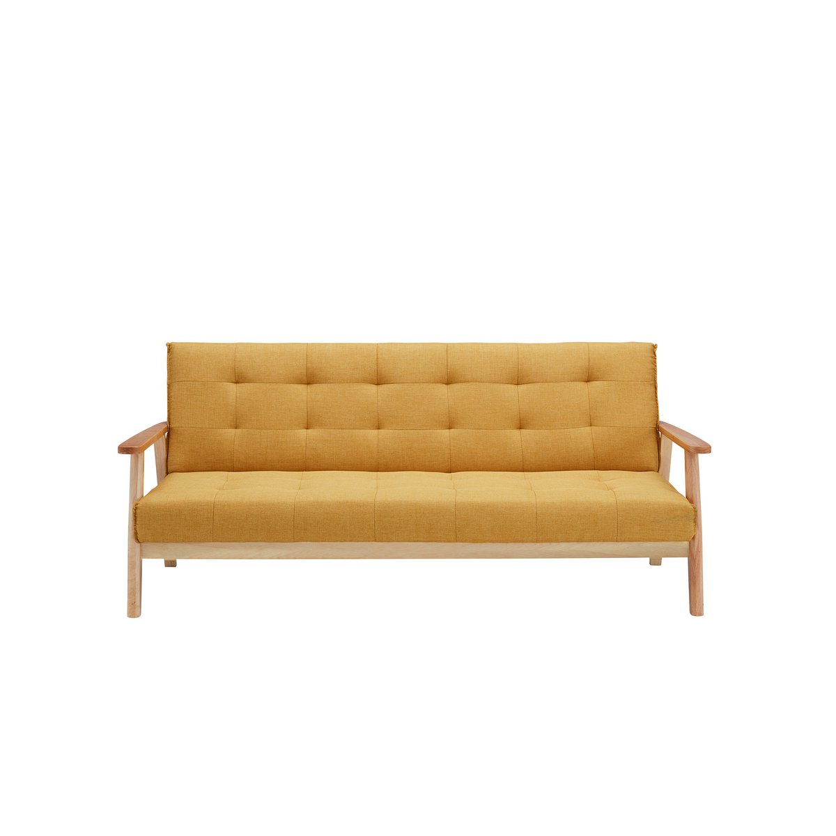 Sofa bed Scandinavian structured fabric mustard yellow