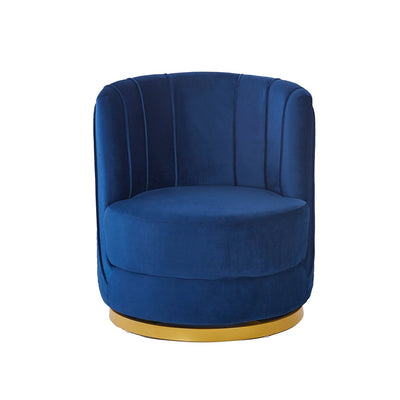 Swivel armchair in dark blue velvet