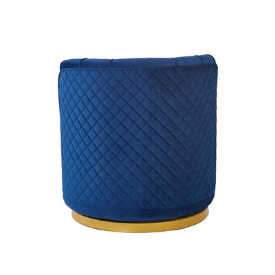 Swivel armchair in dark blue velvet