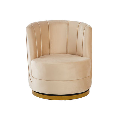 Swivel armchair in beige velvet