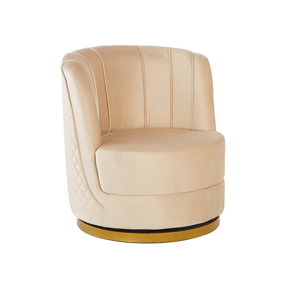 Swivel armchair in beige velvet