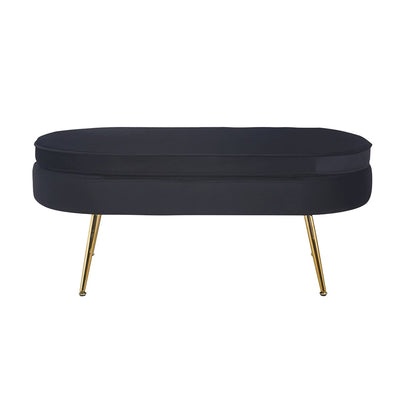 Black velvet oval pouf