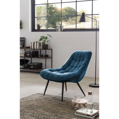 Armchair XXL velvet blue metal black