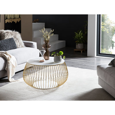 Coffee table with metal basket Ø 72 cm