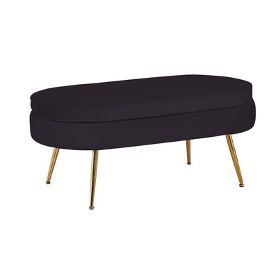 Black velvet oval pouf