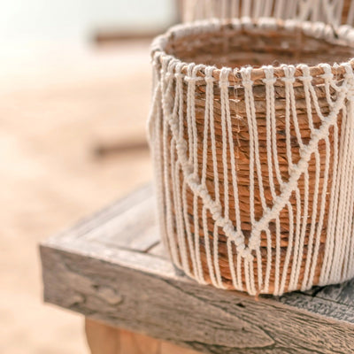 Small Seagrass Basket ORIS | Round Flower Basket | Woven Boho Basket | Plant Basket | Planter | Macrame Basket