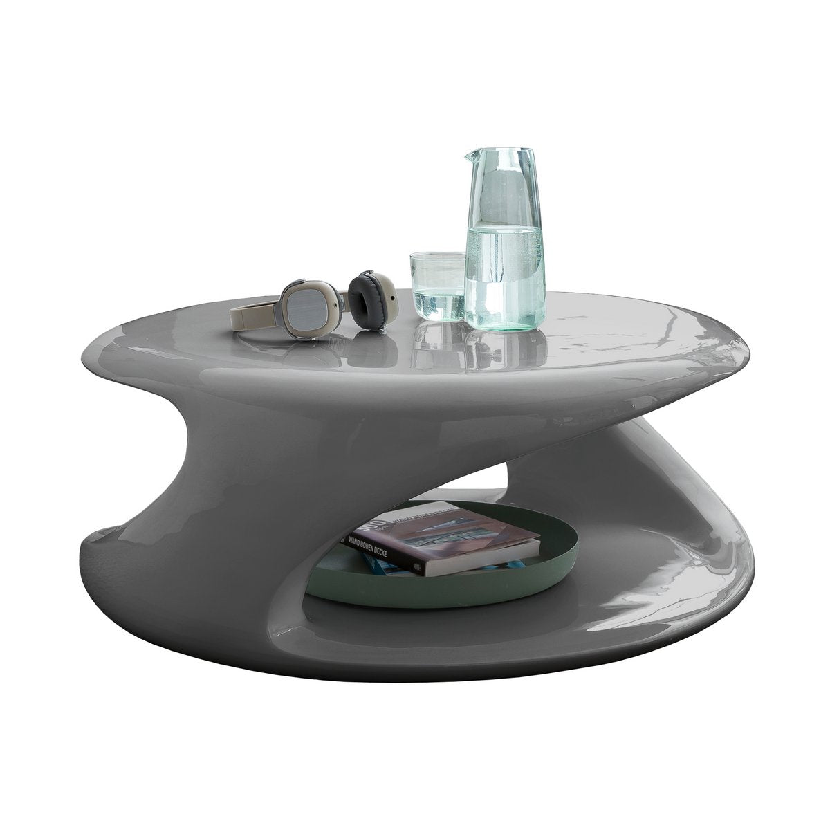 Coffee table 80x80x33 cm gray fiberglass