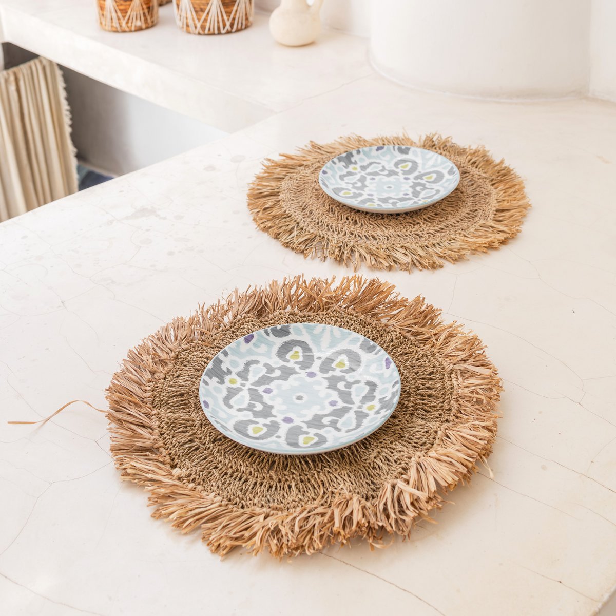 Placemat (Set of 2, 4 or 6) 45 cm Round Boho Table Mat WAISAI Made from Raffia