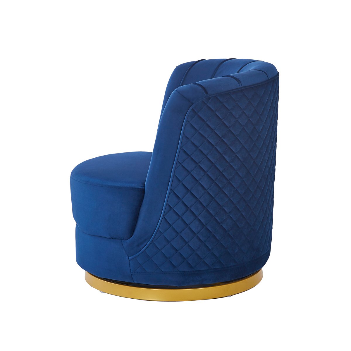 Swivel armchair in dark blue velvet