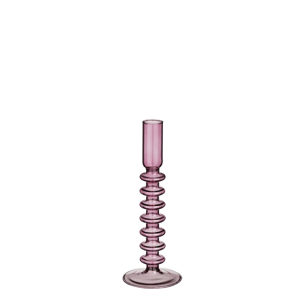 Agios Candlestick - H20 x Ø8 cm - Glass - Dark purple