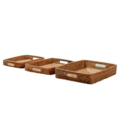 Rectangular Rattan Tray | Serving Tray | Large Decorative Tray AMAHAI Brown (3 sizes)