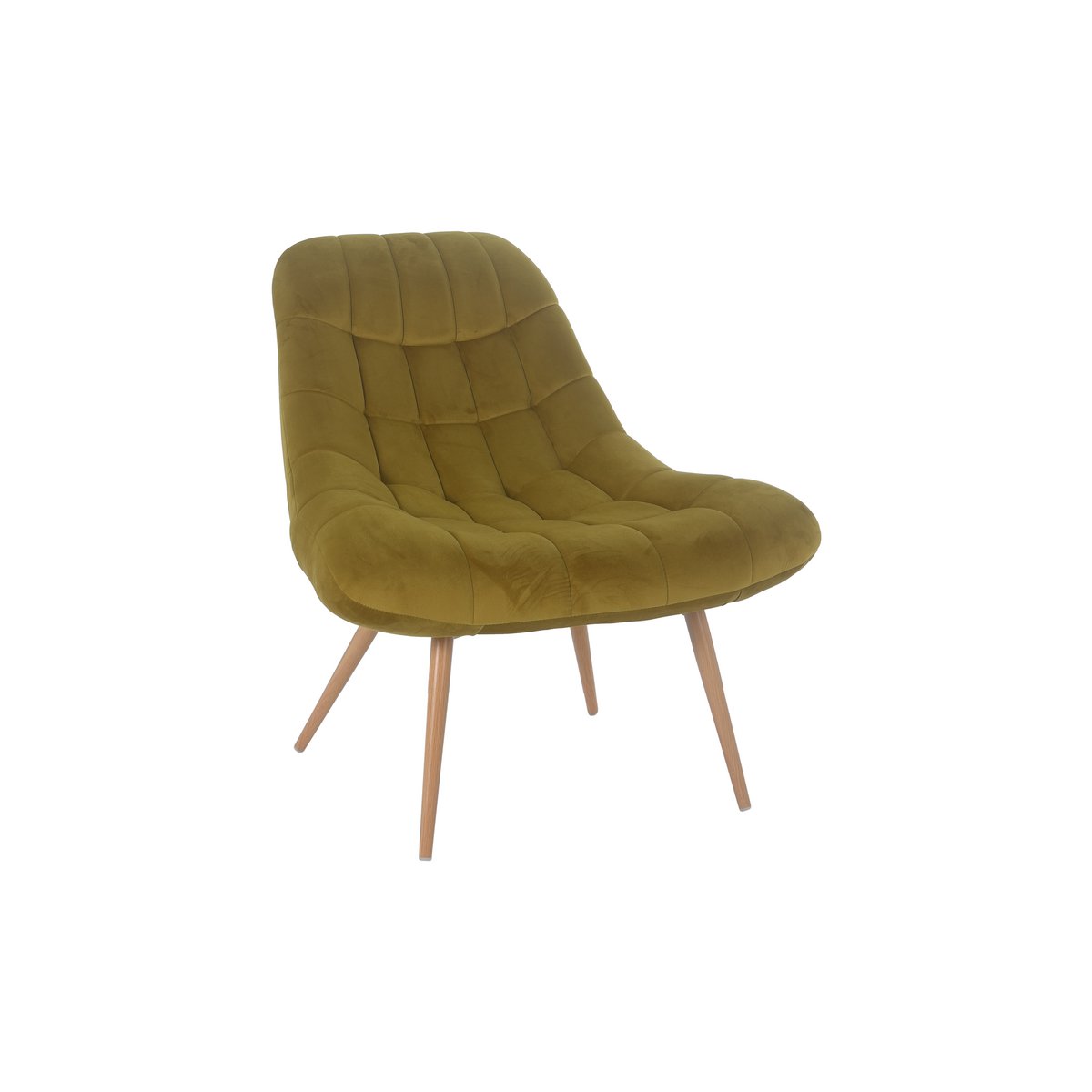 Armchair XXL velvet yellow metal wood look