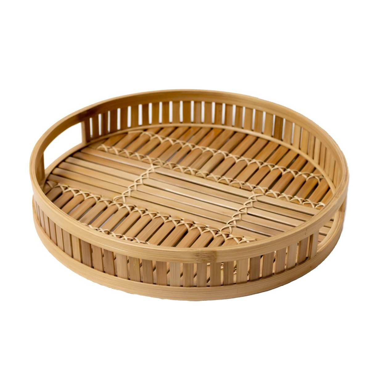 Decorative Bamboo Tray Serving Tray Round Ø 40 cm SENAYAN