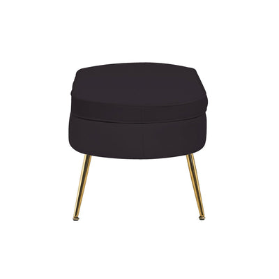 Black velvet oval pouf