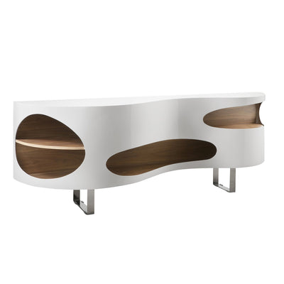 Sideboard 200x50x75 cm white/walnut