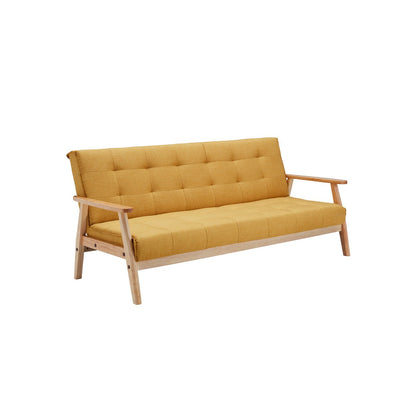 Sofa bed Scandinavian structured fabric mustard yellow