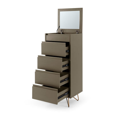 Chest of drawers high with 4 drawers and 1 compartment, incl. mirror