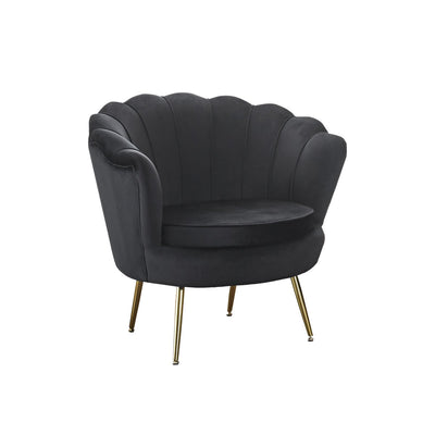 Black velvet shell armchair