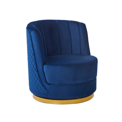 Swivel armchair in dark blue velvet