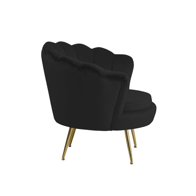 Black velvet shell armchair