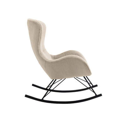 Rocking chair in beige lambskin look