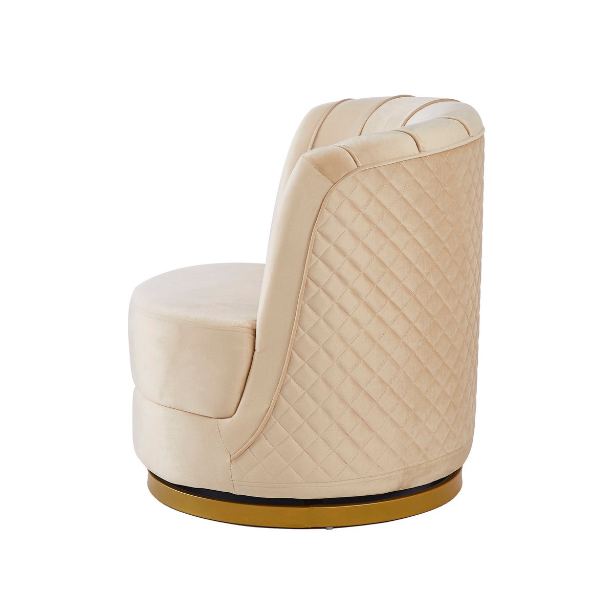 Swivel armchair in beige velvet