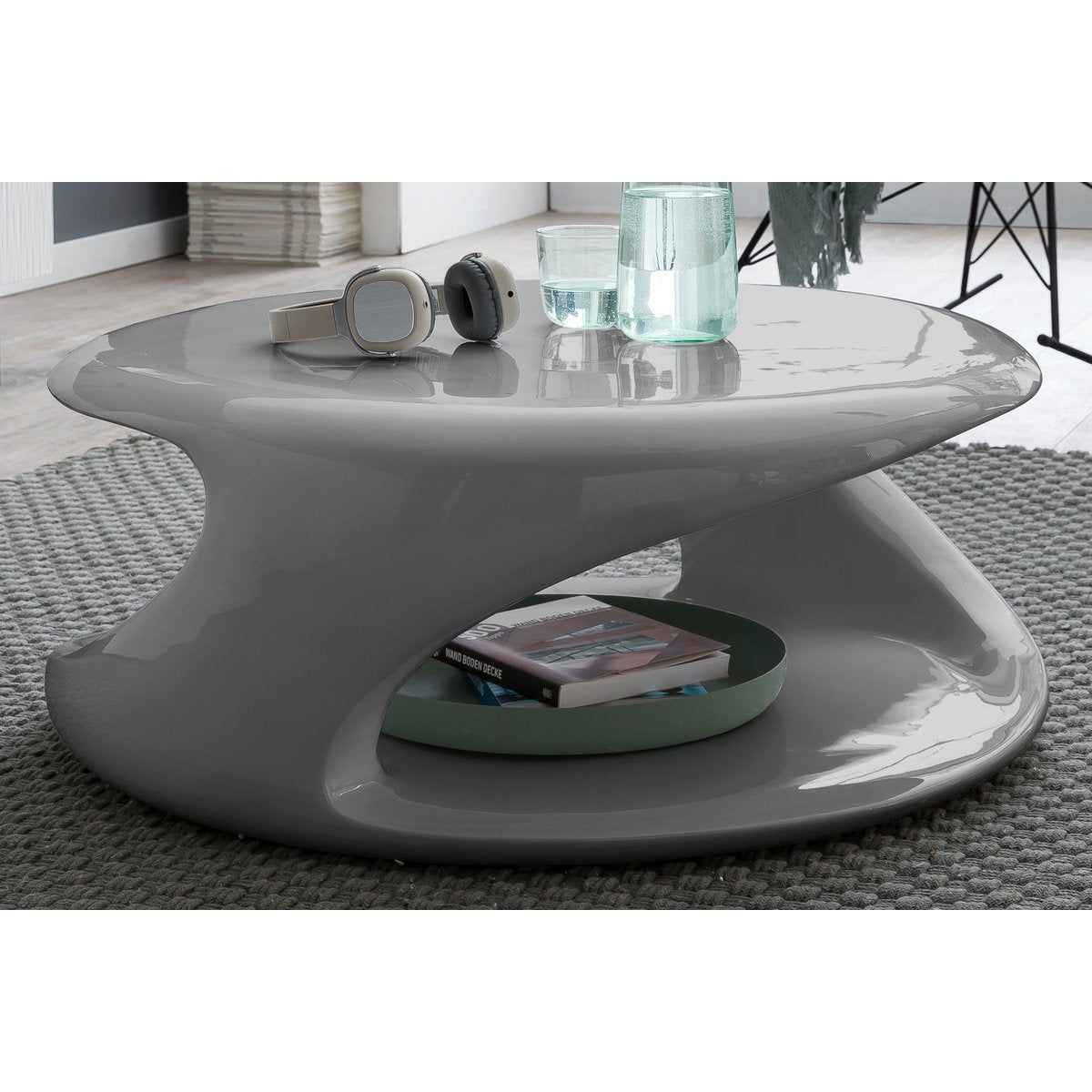 Coffee table 80x80x33 cm gray fiberglass