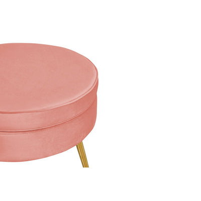 Round pouf in rose velvet