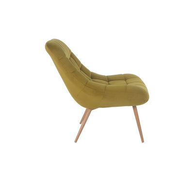 Armchair XXL velvet yellow metal wood look