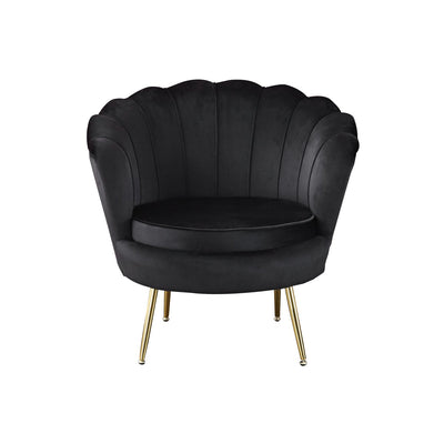 Black velvet shell armchair