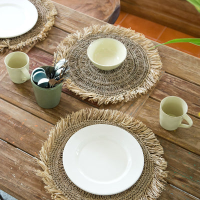 Placemat (Set of 2, 4 or 6) 45 cm Round Boho Table Mat WAISAI Made from Raffia