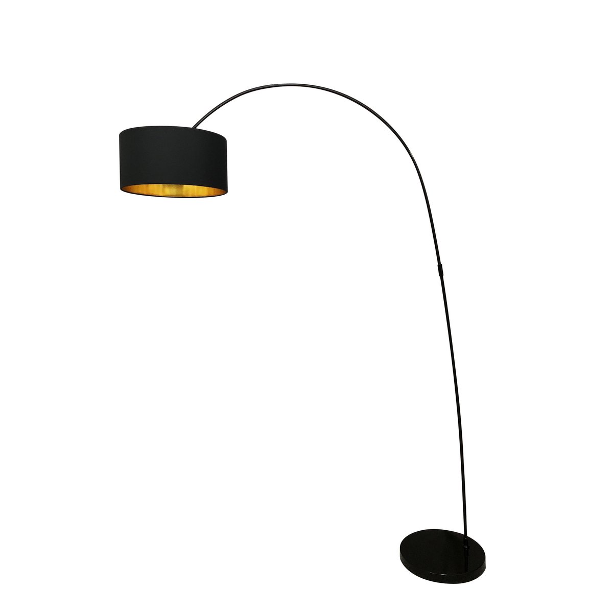 Arc lamp with black fabric shade