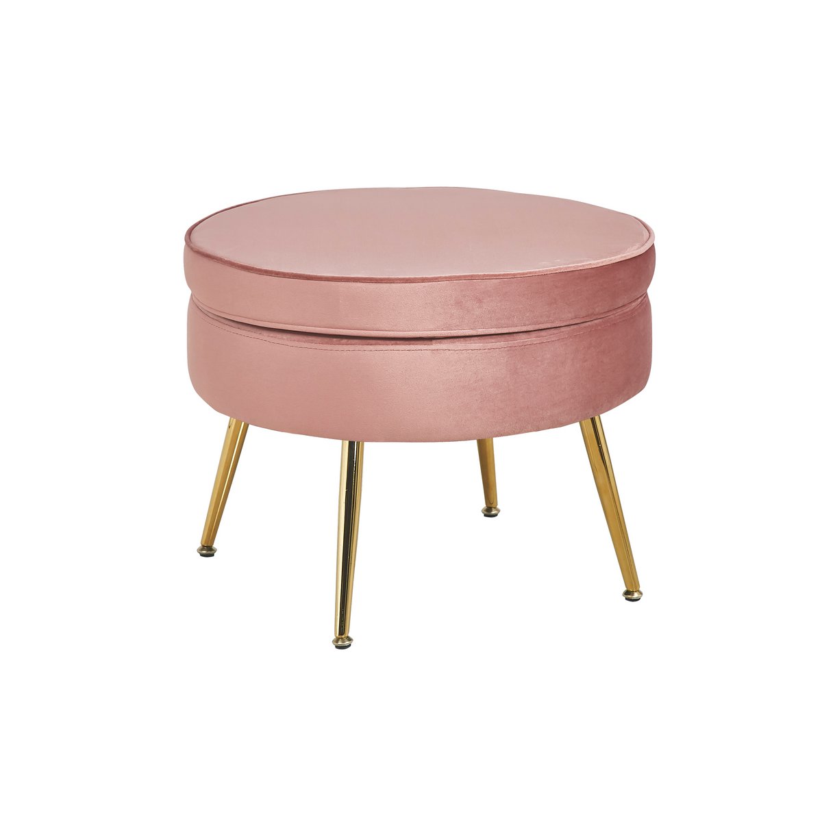 Round pouf in rose velvet