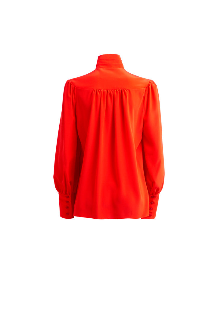 Celina High Collar Blouse - Red