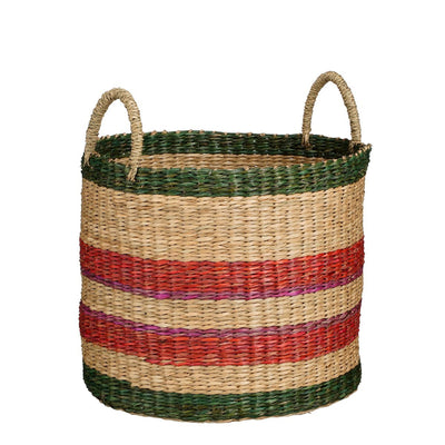 Basket - Set of 3 - H29 x Ø32 cm - Brown, Red, Green, Pink