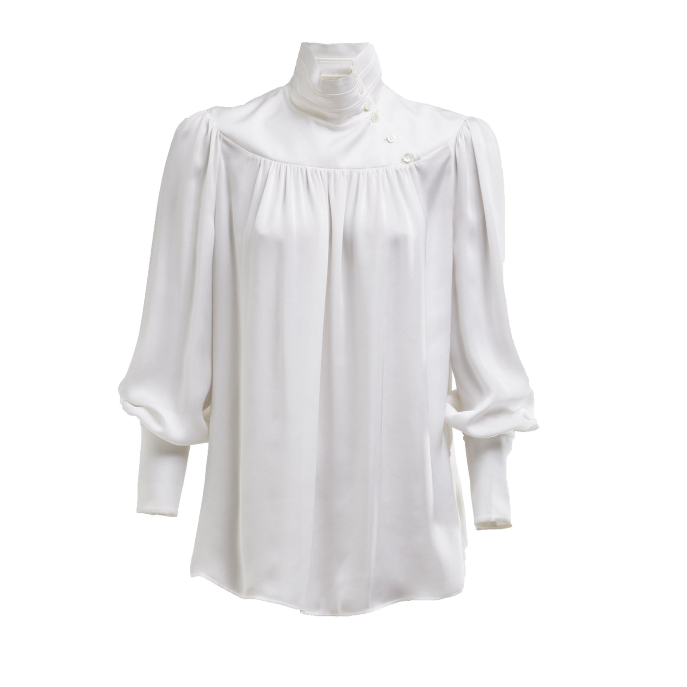 Celina High Collar Blouse - White