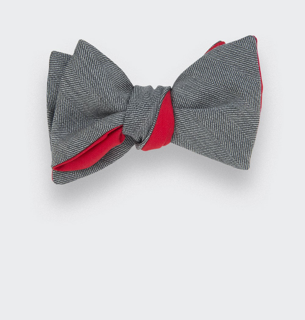 Cinabre - Grey Herringbone Bow Tie