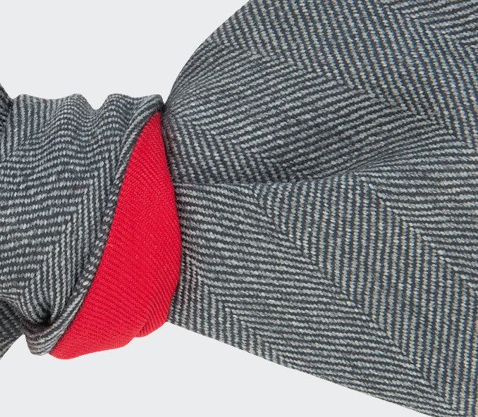 Cinabre - Grey Herringbone Bow Tie