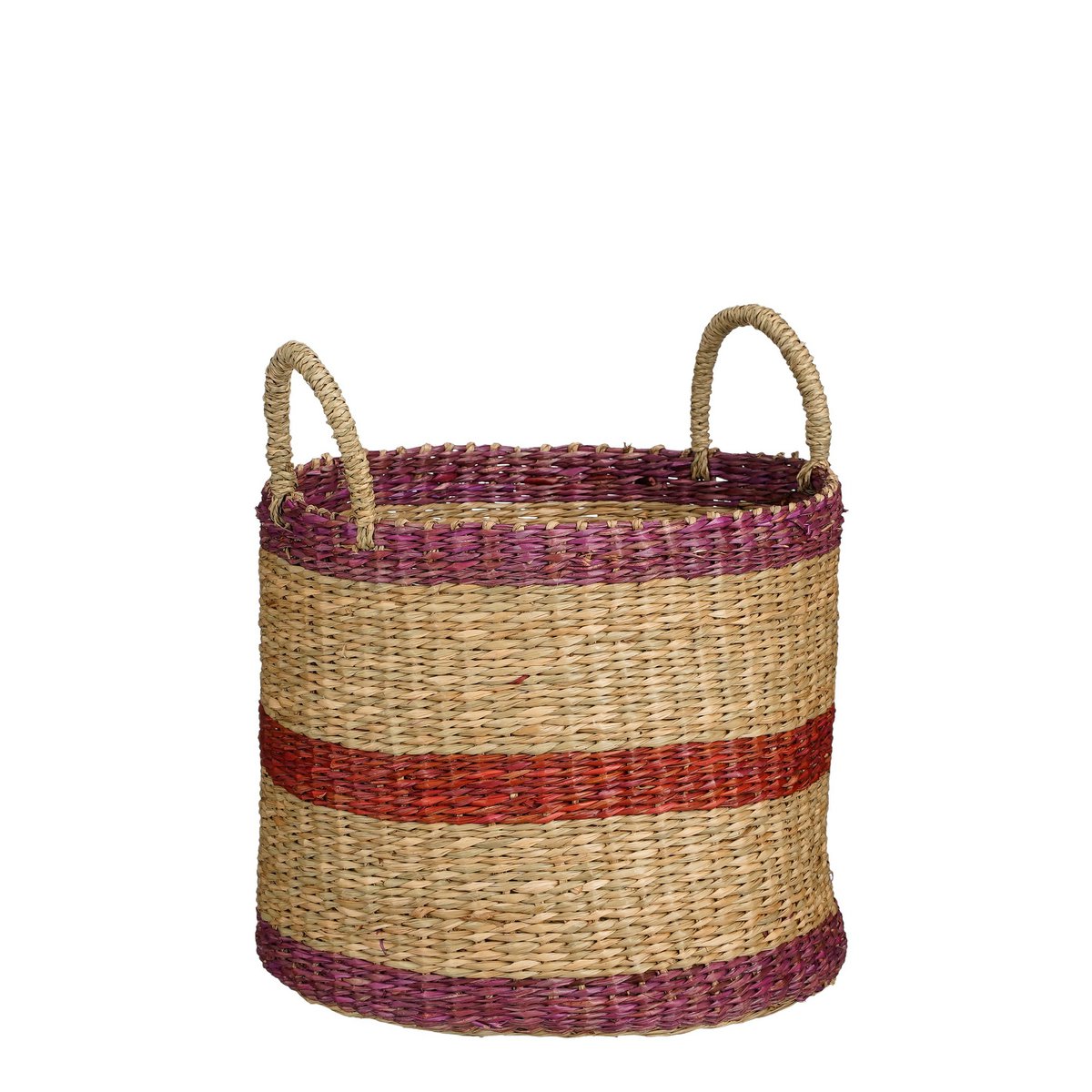 Basket - Set of 3 - H29 x Ø32 cm - Brown, Red, Green, Pink