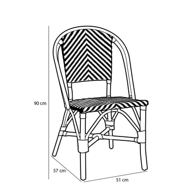 Mandox Bistro chair - L51 x W57 x H90 cm - Rattan - Black, White