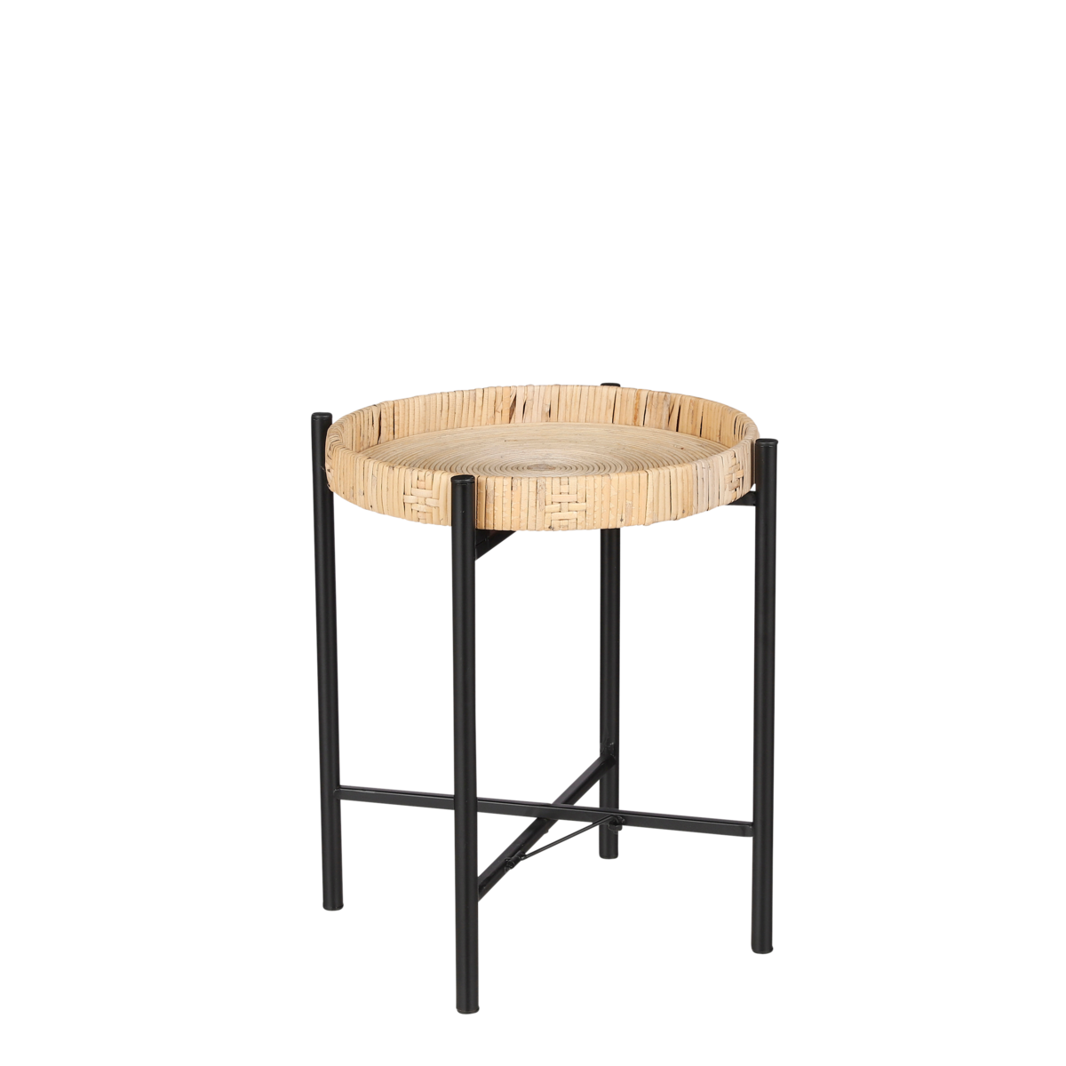 Kaj Side table - H39.5 x Ø29.5 cm - Rattan - Brown