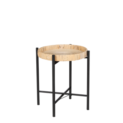 Kaj Side table - H39.5 x Ø29.5 cm - Rattan - Brown