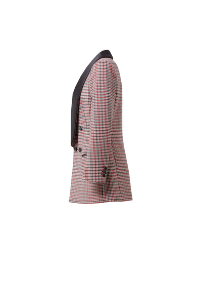 Everly Tuxedo Jacket - Checked with Black Collar